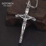 Pure 925 Sterling Silver Crucifix Cross Pendant for Men Women Vintage Catholic Christ Jesus Necklace Regilion Jewelry