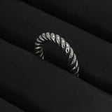 925 Sterling Silver Braided Twisted Ring for Women Adjustable Twist Rope Korean Trending Vintage Fashion Handmade Jewelry