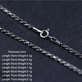 S925 Sterling Silver Twisted Necklace Chain for Men and Women Long Sweater Retro Antique Unisex Chain Original Design