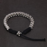 Unique Handmade Jewelry 925 Sterling Silver Snake Bone Bracelet Hand Braided Rope Chain Antient Viking Length Adjustable