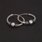 18mm 24mm 30mm 925 Sterling Silver Round Circle Earrings Vintage Punk Women Men Hoop Earrings With Silver Bead Handmade Jewelry