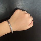 4mm Genuine 925 Sterling Silver Handmade Hammer Pattern Vintage Punk Bracelet Bangle Viking Jewelry for Men and Women