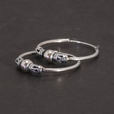 16mm 20mm 30mm 40mm Real 925 Sterling Silver Hoop Earrings for Women Round Circle Retro Vintage Antique Style Women's Jewelry