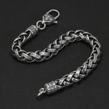 Sterling Silver 925 Bracelet For Men Punk Rock Six Character Mantra Hand Woven Buddha Jin Gangchu Bracelet Peace Jewelry