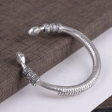 990 Sterling Silver Tibetan Six Words Mantra Bangle for Men and Women Buddhist Heart Sutra Cuff Bracelet Good Luck Jewelry