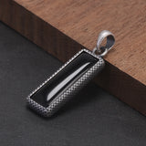 925 Sterling Silver Natural Stone Rectangle Tag Pendant for Men Women Tiger Eye's Stone Turquoise Simple Retro Vintage Jewelry