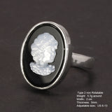 925 Sterling Silver Unique Double Sides Rotatable Ring Natural Shell Agate Elegant Charm Queen French Jewelry Adjustable