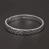 9999 Pure Silver Hammered Bracelet for Men and Women 8mm Retro Open Cuff Bangle Handmade Vintage Fashion Party Jewelry