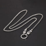 Real 925 Sterling Silver Popcorn Chain 65cm Fish Clasp Openable Sweater Necklace for Women Retro Thai Six Words Mantra Engraved