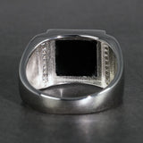 925 Sterling Silver Ring for Men With Black Square Onyx Natural Stone Mens Wedding Rings Turkish Male Jewelry