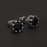7mm 925 Sterling Silver Zircon Stud Earrings for Men Women Geometric Purple Black Fashion Punk Vintage Ear Jewelry Gift
