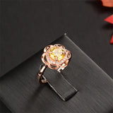 1 Carat CZ Stone Ring Real Pure 925 Sterling Silver Flower Shaped Yellow Purple Stone Eight Heart Eight Arrows Flashing