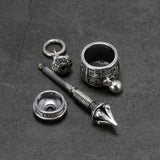 925 Sterling Silver Jewelry Prayer Wheel Mantra Pendant For Men Vajry Pestle Engraved Rotatable Tibetan Buddhist Jewelry