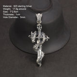 Real 925 Sterling Silver Viking Men's Necklace Retro Thai Silver Holy Sword Panlong Cross Pendant Domineering Jewelry