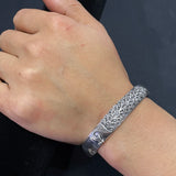 999 Sterling Silver Peacock Opening Cuff Bracelet For Women Heart Sutra Engraved Buddhist Thai Silver Jewelry bangles bracelets