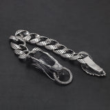 925 Sterling Silver Dragon Curb Chain Bracelet for Men Cuban Link Chain Bangle Domineering Heavyweight Cool Punk Biker Jewelry