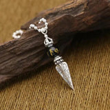 925 Sterling Silver Jewelry Vajra Talisman Pendant Natural Onyx Beads Six Words Engraved Om Mani Padme Hum For Men And Women - GQTORCH Jewelry