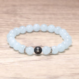 Natural Aquamarine Beads Bracelet with Lotus Finger Meditation Sandalwood Bead 925 Sterling Silver Accessories Men and Women