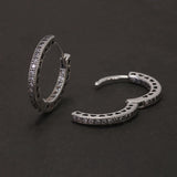 18mm 925 Sterling Silver Micro Inlaid Zircon Hoop Earrings for Men Women Huggie Vintage Hip Hop Ear Jewelry Hypoallergenic