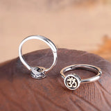 Real 925 Sterling Silver Mantra OM Ring for Men and Women Matte & Polished Opening Type Resizable Buddhism Jewelry