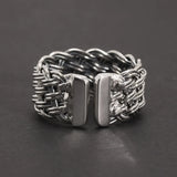 S925 Sterling Silver 2-Thread Braided Ring Viking Band Adjustable Size 7-10 Handmade Jewelry