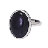 Vintage 925 Sterling Silver Rings Black Stone for Men and Women Oval Natural Agate Opening Type Fine Jewelry - GQTORCH Jewelry