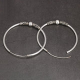 20mm 30mm 42mm Real 925 Sterling Silver Hoop Earrings for Women Round Circle Retro Vintage Antique Style Women's Jewelry