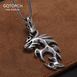 S925 Sterling Silver Vintage Punk Flame Dragon Pendant Necklace for Men Gothic Cool Style European and American Party Jewelry