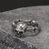 925 Sterling Silver Gothic Skull Head Ring Adjustable Cool Punk Skeleton Rings Hip-hop Retro Party Jewelry Accessories