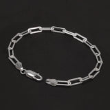 Solid 925 Sterling Silver 4mm Paperclip Link Chain Bracelet for Men Women Paper Clip Hand Chain Simple Fashion Punk Jewelry