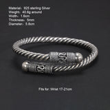 Genuine 925 Sterling Silver Vintage Handmade Twisted Woven Bangle Bracelet for Men and Women Fine Jewelry