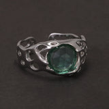 Authenic 925 Sterling Silver Opal Irregular Ring for Women Zircon Finger Rings Adjustable Vintage Y2K Fashion Jewelry