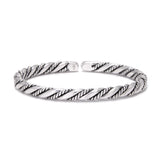 4pcs/set 999 Pure Silver Twist Cuff Bangle Boho Ethnic Style Multilayer Weave Rope Stackable Bracelets Retro Jewelry