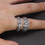 S925 Sterling Silver Rotatable Buddhism Ring Vintage Men's Six-pointed Star Auspicious Cloud Religious Jewelry