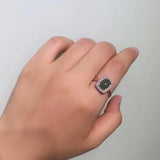 925 Sterling Silver Rings for Women Oval Shape Rose Gold Plated Natural Green Jade Micro Paved Zircon Surround Opening Type - GQTORCH Jewelry