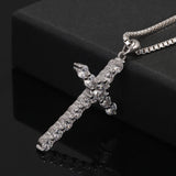 925 Sterling Silver Cross Pendant Necklace Box Chain Full Pave Zircon Sparkling Hiphop Punk Retro Fashion Unisex Jewelry
