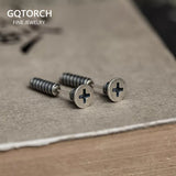 925 Sterling Silver Thai Silver Punk Hip-hop Style Earring Stud Fashion Screw Shape Personalized Accessories High Quality