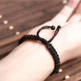 Energy Bracelets Bangles Natural Black Rainbow Eye Obsidian Bracelet Couple Hand Woven Lucky Red Rope Beads Ball For Men Women - GQTORCH Jewelry