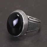 Guaranteed 925 Sterling Silver Rings Antique Men's Turkey Rings With Stones Natural Onyx Multi Colors Turkish Jewelry Ringen - GQTORCH Jewelry
