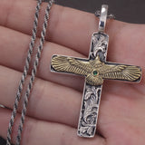 925 Sterling Silver Cross Eagle Pendant Necklace for Men Twisted Chain Gothic Vintage Punk Retro Male Jewelry Gift