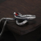 925 Thai Silver Vintage Animal Snake Pendant Necklace for Men and Women Snake Necklace Punk Gothic Rings  Biker Jewelry