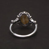 925 Sterling Silver Women Rutilated Quartz Ring Natural Gemstone Antique Thai Silver Vintage Adjustable 5-8 Party Jewelry