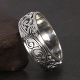 Genuine 990 Sterling Silver Spinner Rings Fidget Anxiety Worry Relieving Band Retro Rattan Spreading