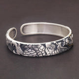 100% 999 Pure Silver Dragon Bracelet Vintage Engraved Lucky Open Cuff Bangle Chinese Auspicious Amulet Jewelry for Men - GQTORCH Jewelry