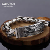 Heavy 14mm Wide 925 Sterling Silver Thai Silver Dragon Bracelet Vintage Punk Rock Jewelry For Men - GQTORCH Jewelry