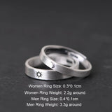 Solid 999 Sterling Silver Jewelry Couple Bangles for Lovers' Sun and Moon Engraved Design Retro Punk Steampunk Accessories