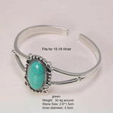 Real 925 Sterling Silver Bella Bangle Adjustable Open Cuff Bracelet With Natural Turquoise Stone Vintage Twilight Jewelry - GQTORCH Jewelry