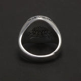 925 Sterling Silver Six Mantra Lotus Ring with Turquoise Onyx Agate Rotatable Unisex Vintage Buddhist Prayer Jewelry
