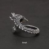 999 Pure Silver Domineering Dragon Ring for Men Adjustable Open Ring Antiqued Vintage Gothic Punk Male Jewelry