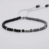 3mm Round Black Onyx And Cubic MARCASITE Beads Natural Stone Bracelet For Women Sterling Silver Reiki Yoga Jewelry DIY - GQTORCH Jewelry